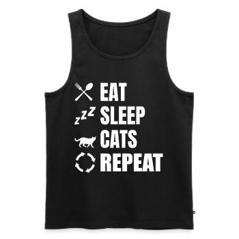 Essen Schlafen Katzen Wiederholen - Männer Premium Bio Tank Top - Schwarz - Vorne - Michal (187cm)