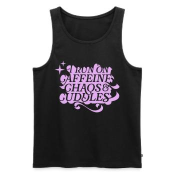 Caffeine Chaos Cuddles – Power Mode On - Men's Premium Organic Tank Top - black - Front - AI Model Male 178 light (178cm)