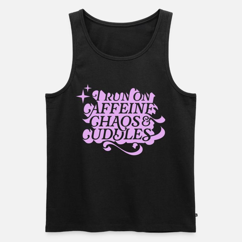 Caffeine Chaos Cuddles – Power Mode On - Männer Premium Bio Tank Top - Schwarz