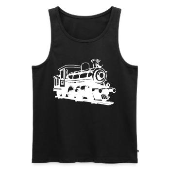 Dessin de locomotive - Débardeur bio Premium Homme - noir - Devant - AI Model Male 178 light (178cm)