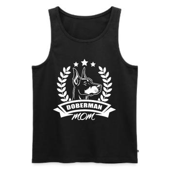 "Doberman Mom" - mit Banner und Ährenkranz - Männer Premium Bio Tank Top - Schwarz - Vorne - Michal (187cm)