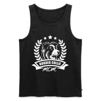 « Border Collie Mom » avec bannière et couronne de blé - Débardeur bio Premium Homme - noir - Devant - Michal (187cm)