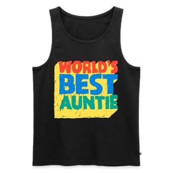 World's Best Auntie Pop Design - Men's Premium Organic Tank Top - black - Front - AI Model Male 178 light (178cm)