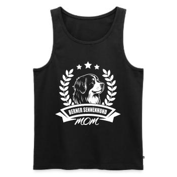 "Berner Sennenhund Mom" mit Banner und Ährenkranz - Männer Premium Bio Tank Top - Schwarz - Vorne - AI Model Male 178 light (178cm)