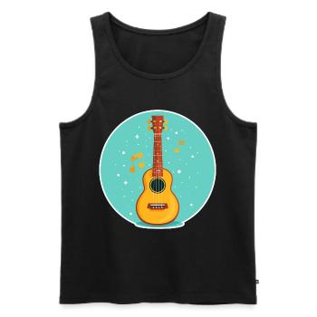 Ukulele Illustration - Men's Premium Organic Tank Top - black - Front - AI Model Male 178 light (178cm)
