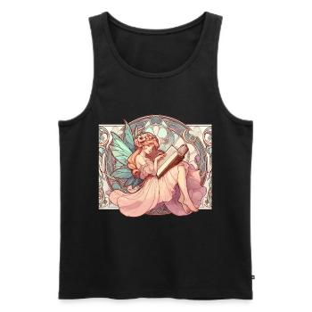 Buch Bücher Lesen Fee Elfe Art Nouveau Geschenk - Männer Premium Bio Tank Top - Schwarz - Vorne - Michal (187cm)