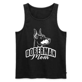 "Doberman Mom" mit Hundekopf - Männer Premium Bio Tank Top - Schwarz - Vorne - Michal (187cm)
