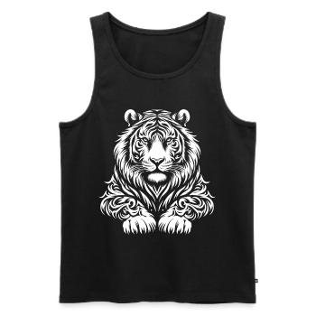Tigre de Sibérie tribal - Débardeur bio Premium Homme - noir - Devant - Michal (187cm)