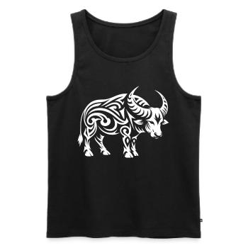 Buffle tribal - Débardeur bio Premium Homme - noir - Devant - Michal (187cm)