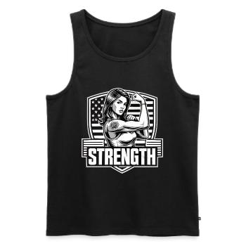Strength Strong Woman American Woman Cool Gift - Men's Premium Organic Tank Top - black - Front - Michal (187cm)