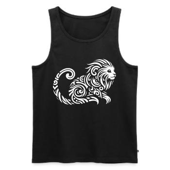 Tamarin-lion doré tribal - Débardeur bio Premium Homme - noir - Devant - Michal (187cm)
