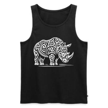 Rhinocéros tribal - Débardeur bio Premium Homme - noir - Devant - AI Model Male 178 light (178cm)
