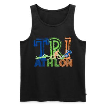 TRIATHLON - Next Level - Männer Premium Bio Tank Top - Schwarz - Vorne - AI Model Male 178 light (178cm)
