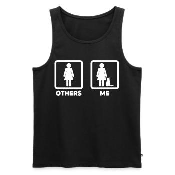 Katzenbesitzerin Strichfiguren - Männer Premium Bio Tank Top - Schwarz - Vorne - AI Model Male 178 light (178cm)