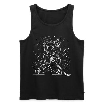 Dessin d’un amateur de hockey sur glace - Débardeur bio Premium Homme - noir - Devant - Michal (187cm)