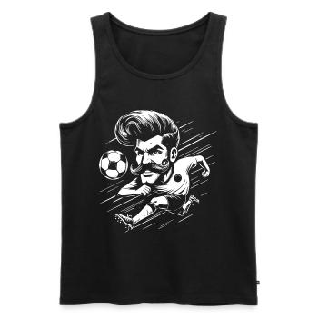 Fußballspieler mit Schnaubart - Schnäuzer Design - Männer Premium Bio Tank Top - Schwarz - Vorne - Michal (187cm)