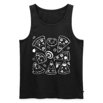 Style de dessin animé de pizza - Débardeur bio Premium Homme - noir - Devant - AI Model Male 178 light (178cm)