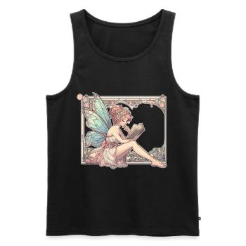 Buch Bücher Lesen Fee Elfe Art Nouveau Geschenk - Männer Premium Bio Tank Top - Schwarz - Vorne - Michal (187cm)