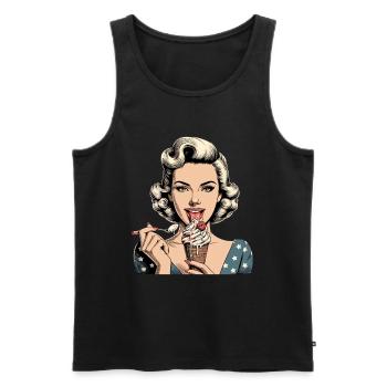 Pin Up Retro Rockabilly Cream Soft Serve Cream Gift - Débardeur bio Premium Homme - noir - Devant - Michal (187cm)