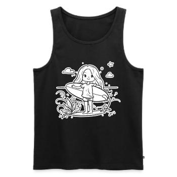 Surferin Mädchen Cartoon - Männer Premium Bio Tank Top - Schwarz - Vorne - AI Model Male 178 light (178cm)