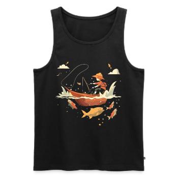 Fishing Cartoon Look - Men's Premium Organic Tank Top - black - Front - Michal (187cm)