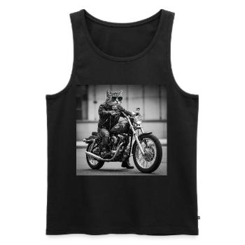 Rock Biker Cat: Cool and Original Design - Men's Premium Organic Tank Top - black - Front - AI Model Male 178 light (178cm)