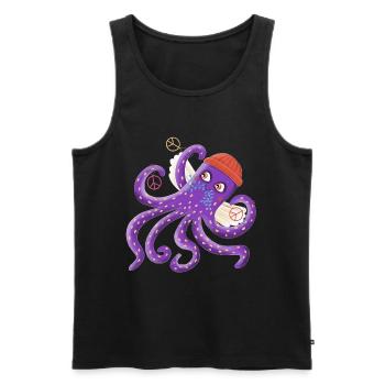 Peace octopus Sepp swims for peace - Men's Premium Organic Tank Top - black - Front - AI Model Male 178 light (178cm)