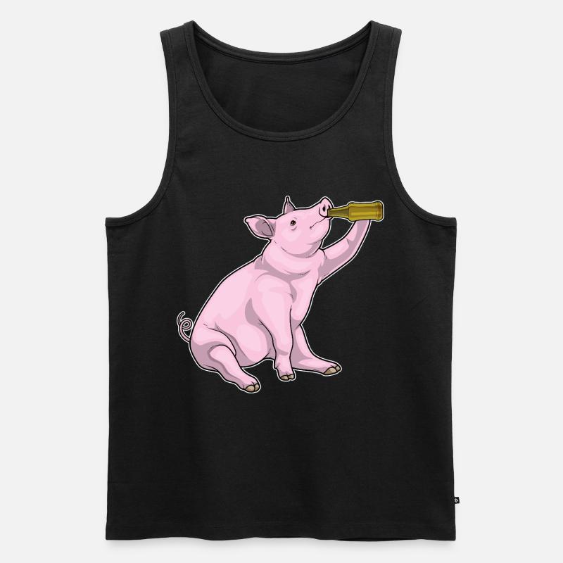 Schwein Flasche Bier - Männer Premium Bio Tank Top - Schwarz