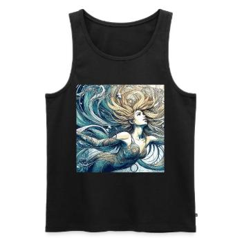 Sirène Sirène Blonde Art Nouveau Cadeau - Débardeur bio Premium Homme - noir - Devant - Michal (187cm)