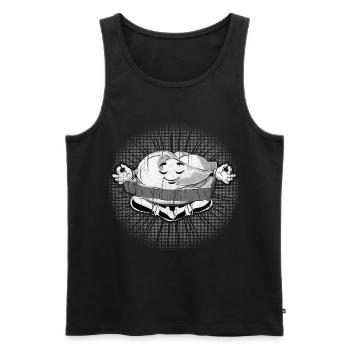 Leberkas Zen – Pleine conscience avec humour - Débardeur bio Premium Homme - noir - Devant - Michal (187cm)