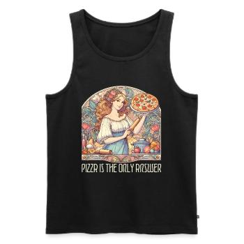 La pizza est la seule réponse Cadeau drôle - Débardeur bio Premium Homme - noir - Devant - Michal (187cm)
