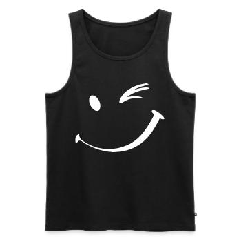 Clin d’œil, sourire clignant de l’œil - Débardeur bio Premium Homme - noir - Devant - Michal (187cm)