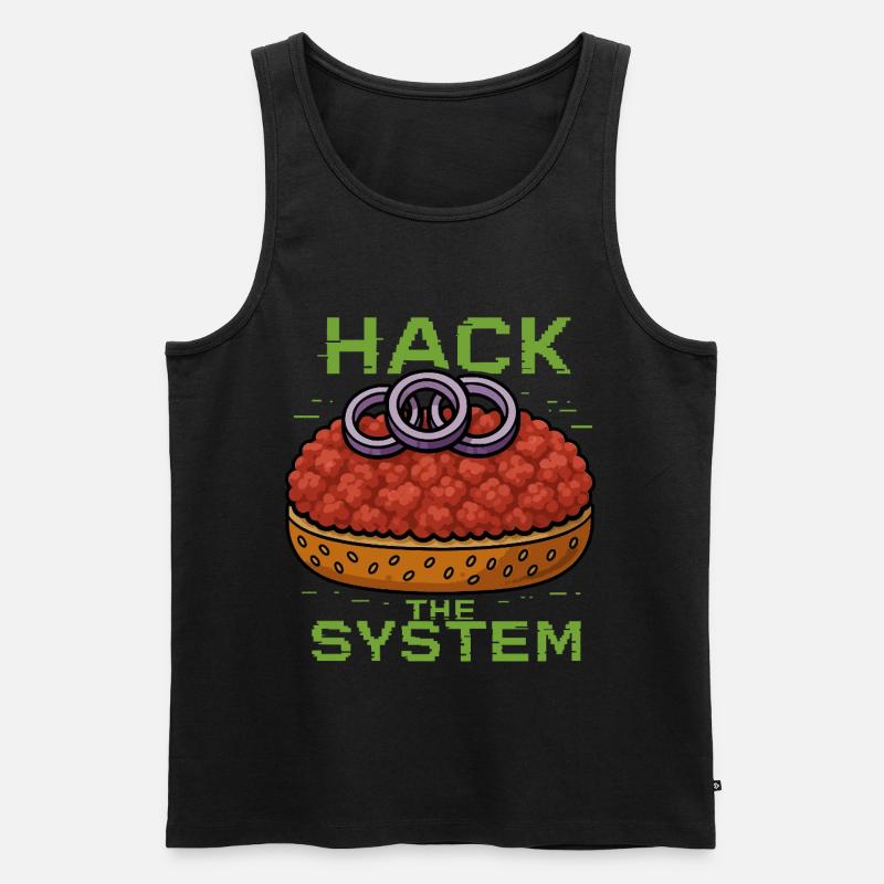 Hack the System – Mettbrötchen Shirt - Gourmett - Männer Premium Bio Tank Top - Schwarz