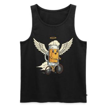 Funny Beer Bicycle Angel Men's Day Father's Day Tour - Men's Premium Organic Tank Top - black - Front - Michal (187cm)