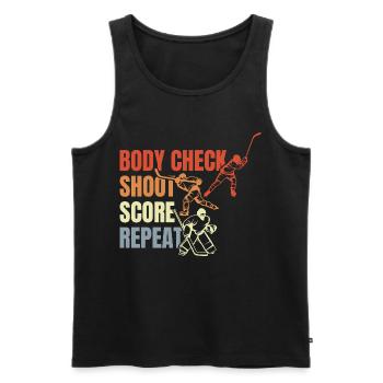 Hockey Saying - Men's Premium Organic Tank Top - black - Front - AI Model Male 178 light (178cm)