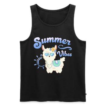 Llama Summer Alpaca - Summer vibes - Summer Mood - Men's Premium Organic Tank Top - black - Front - AI Model Male 178 light (178cm)