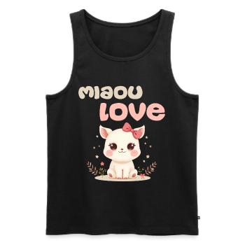 Personnage Miaou Love par Helfspawn - Débardeur bio Premium Homme - noir - Devant - AI Model Male 178 light (178cm)
