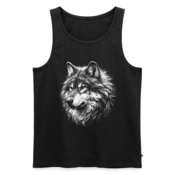 Mystisches Wolfs-Portrait Motiv - Männer Premium Bio Tank Top - Schwarz - Vorne - AI Model Male 178 light (178cm)