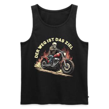 Totenkopf auf Motorrad mit Flammen - Männer Premium Bio Tank Top - Schwarz - Vorne - Michal (187cm)