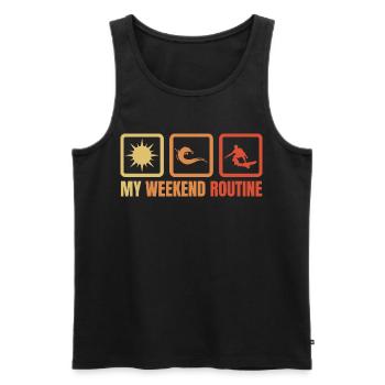 Surfer Wochenendroutine - Männer Premium Bio Tank Top - Schwarz - Vorne - AI Model Male 178 light (178cm)