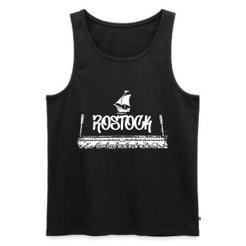Rostock Forever - Männer Premium Bio Tank Top - Schwarz - Vorne - AI Model Male 178 light (178cm)
