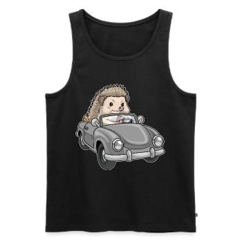 Hedgehog Car - Men's Premium Organic Tank Top - black - Front - AI Model Male 178 light (178cm)