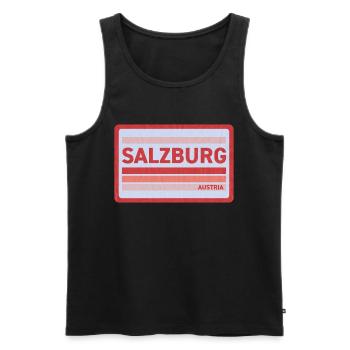 Salzburg Retro Style Print - Men's Premium Organic Tank Top - black - Front - AI Model Male 178 light (178cm)