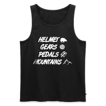 Helmet Gears Pedals Mountains - Männer Premium Bio Tank Top - Schwarz - Vorne - Michal (187cm)
