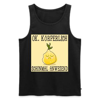 STIMMUNG ZITRONE - KÖRPERLICHE ANWESENHEIT - Männer Premium Bio Tank Top - Schwarz - Vorne - AI Model Male 178 light (178cm)