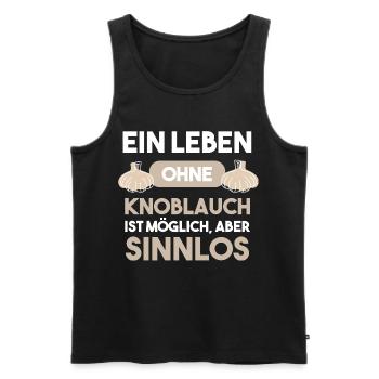 A life without garlic is possible, but pointless - Men's Premium Organic Tank Top - black - Front - AI Model Male 178 light (178cm)