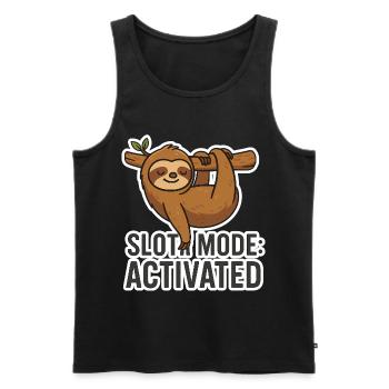 Faultier-Modus: Aktiviert - Lustiger Faultier-Spruch - Männer Premium Bio Tank Top - Schwarz - Vorne - AI Model Male 178 light (178cm)