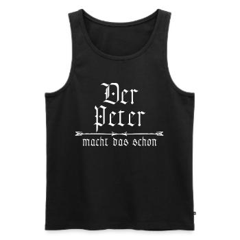 Peter is already doing it - Men's Premium Organic Tank Top - black - Front - Michal (187cm)