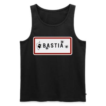 Panneau d’entrée de la ville de Bastia - Débardeur bio Premium Homme - noir - Devant - Michal (187cm)
