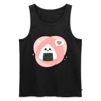 Kawaii Onigiri in pink rosa mit Herz - Männer Premium Bio Tank Top - Schwarz - Vorne - AI Model Male 178 light (178cm)